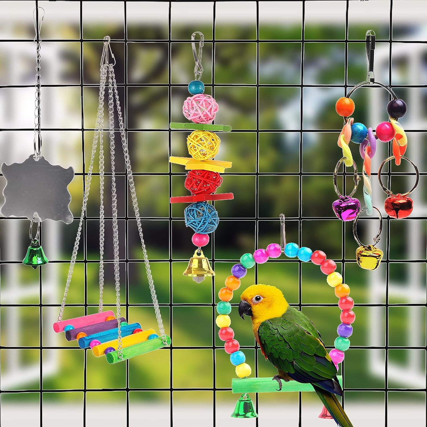 YBAONAN Bird Toys,Colorful Parrot Toys for Parakeets,8Pcs Hanging Parrot Toys Parakeet Toy for Small Bird Cockatiel,Love Birds, Finches image number 4