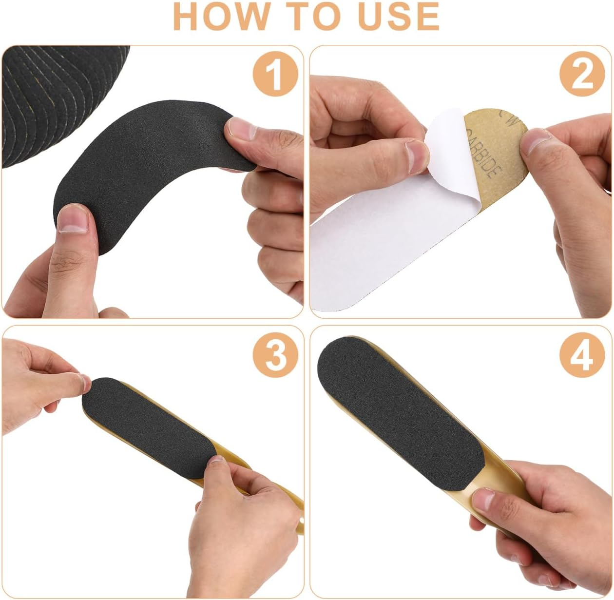 Minkissy Foot File Foot Callus Remover Professional Sandpaper Pedicure Tools Foot Rasp File with Plastic Handle 80Pcs Replaceable Pads Foot File for Dead Skin