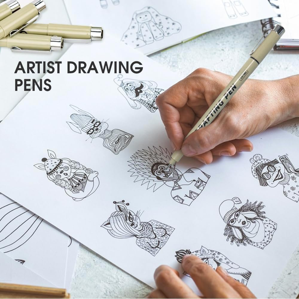 Chamgeco Professional Micro Fineliner Pens Set of 12, Precision Black Micro Drawing Pens with Waterproof Archival Ink, Artist Supplies for Sketching, Manga, Anime, Technical Drawing, Watercolor Art image number 6