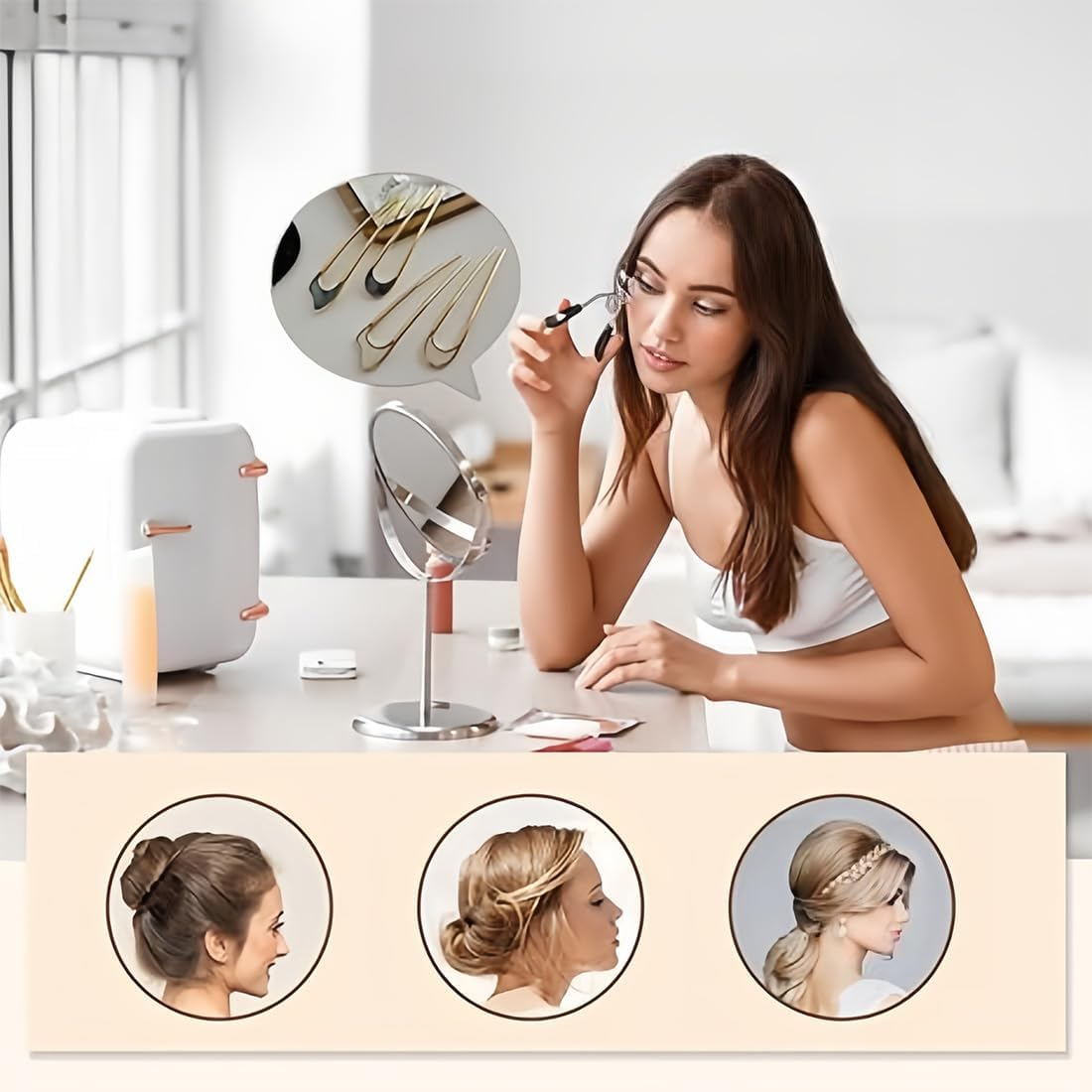 FMYODWU Pack of 4 U Shaped Hair Pins, French Twist Hair Pin, French Pin, Metal Clip, French Hair Clip, Large Hair Fork, Hair Clip, Hair Accessories, Hairstyle Accessories for Women image number 4