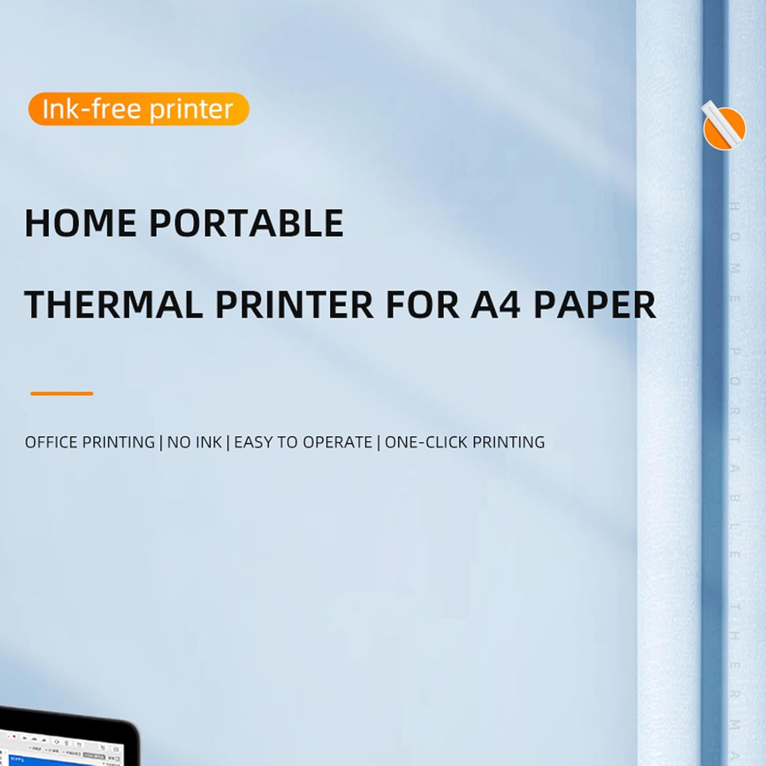 Wireless Inkless Portable Printer, 200Dpi Mini Portablerechargeable A4 Thermal Printer Compact Printer for Android for Ios Phone & Laptop, A4 Paper Printer image number 6