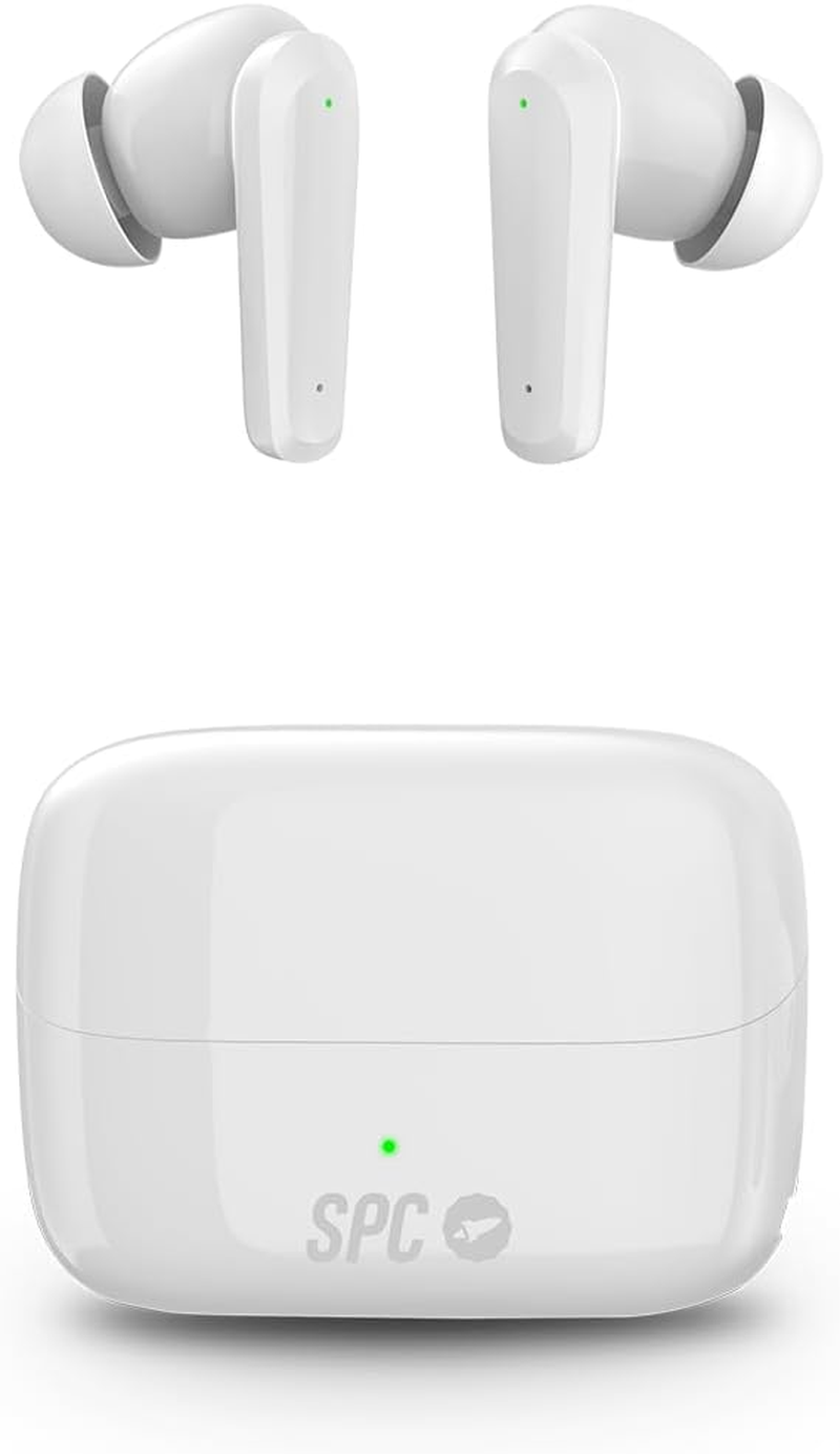 SPC Ether 2 Pro Wireless Headphones White with Active Noise Cancellation, 6 Hours Battery Life + 20 Hours in Charging Case, Gaming Mode, IPX4, Touch Control and Light Weight
