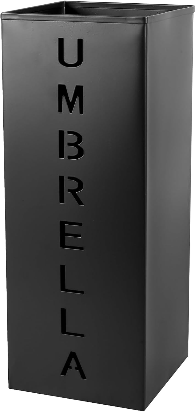 Metal Umbrella Stand, 16.5X6.3X6.3Inch Square Free Standing Umbrella Rack Decorative Umbrella Holder Bin Multipurpose Walking Sticks Holder for Umbrella Cane Entryway Home Office(Black)