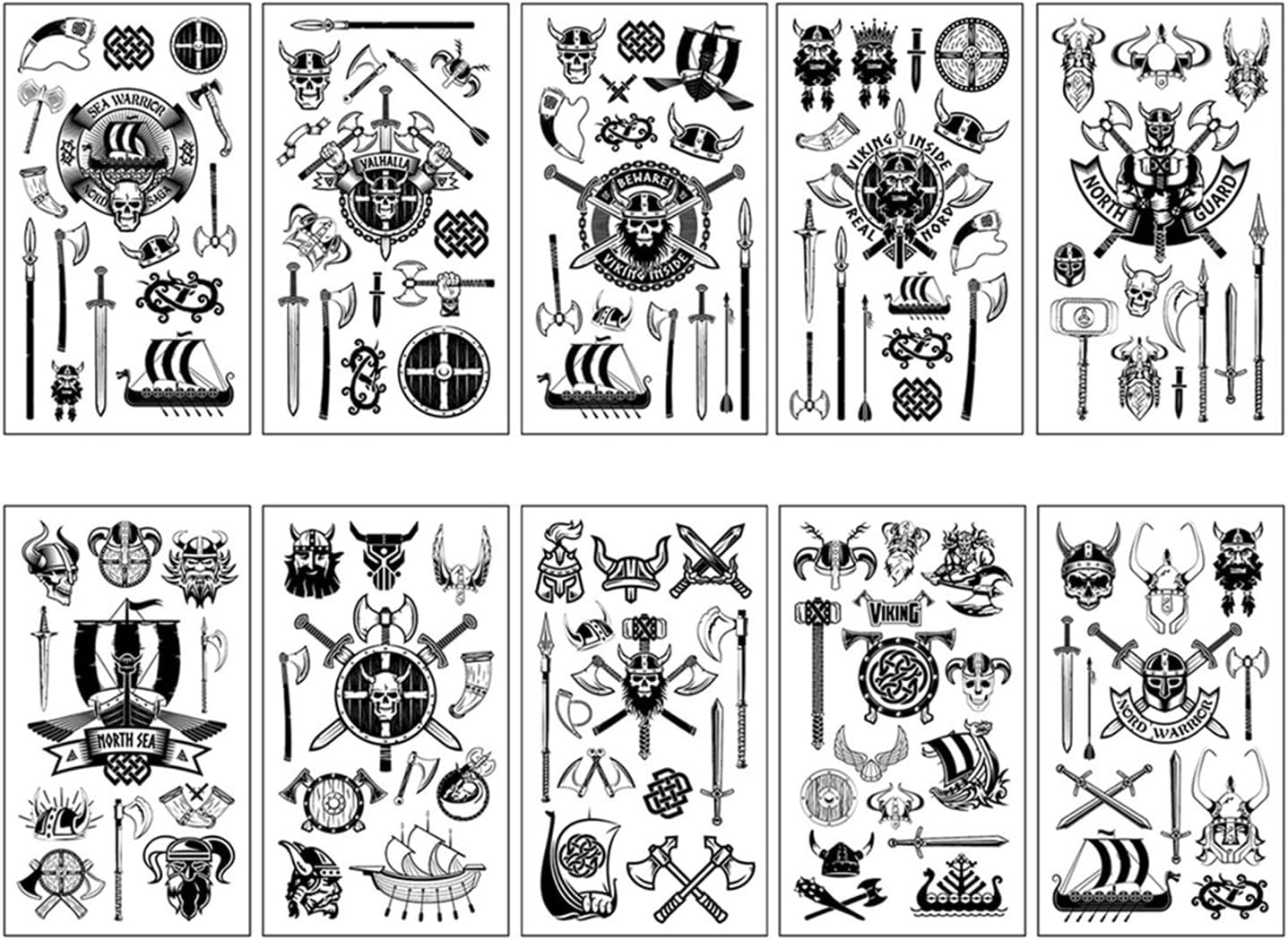 Shalve Pirate Temporary Tattoos Waterproof Fake Tattoos Stickers Color and Black and White Gift Idea Fillers Birthday Party Favour Supplies School Prizes Rewards Holiday D&eacute;cor Classroom Rewards image number 6