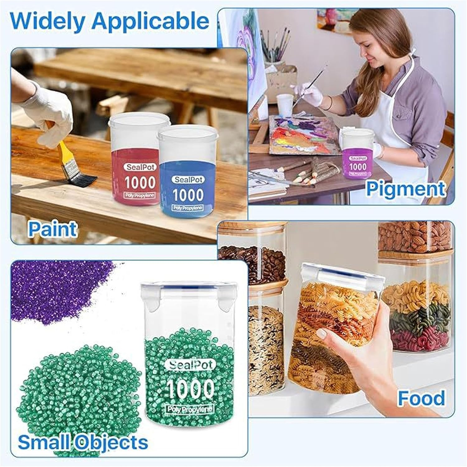 4Pcs No Spill Paint Cups with Lids, 1000Ml Airtight Paint Containers with Mixing Ball & Paint Brush, Clear Paint Storage Jars for Kids, Art, DIY Crafts, Classroom Arts Crafts image number 6