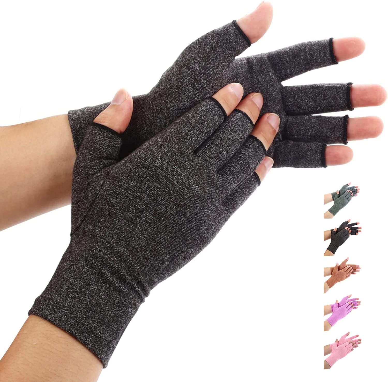 Duerer Arthritis Gloves Women Men, Carpal Tunnel, Rheumatiod, Tendonitis, Fingerless Hand Thumb Compression Gloves, (Black, L) image number 4