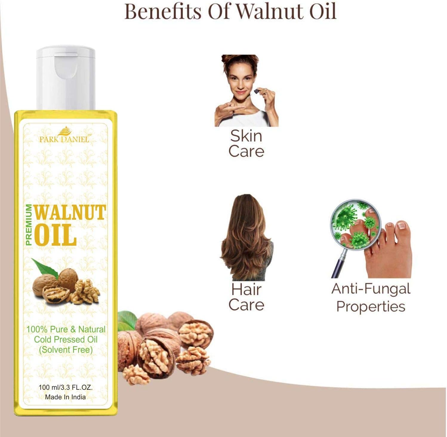 Park Daniel Walnut Oil for Strong and and Healthy Hair Combo Pack 2 Bottle of 100 Ml(200 Ml), Yellow image number 1