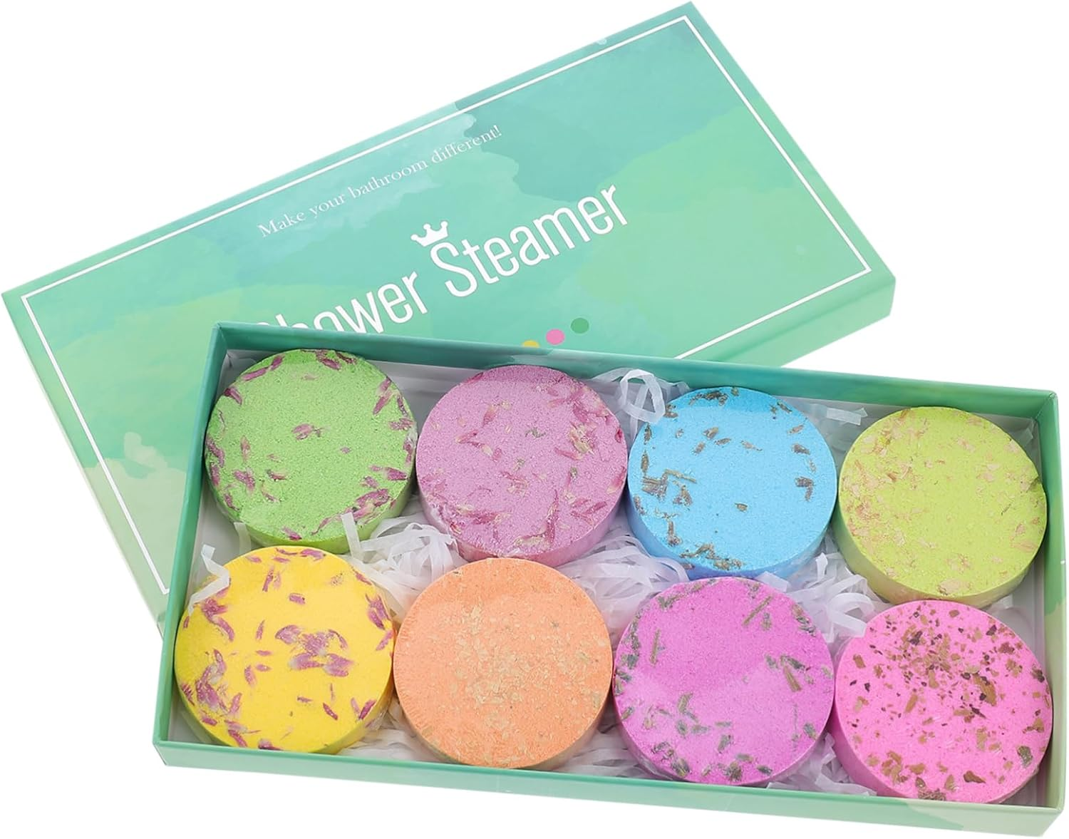 Beatifufu 8Pcs Natural Bath Salt Tablets Aromatherapy Shower Steamers Dried Flowers Skin Nourishing Spa Tools Vanilla Body Wash Creative round Bath Aroma Tablet for Women image number 3