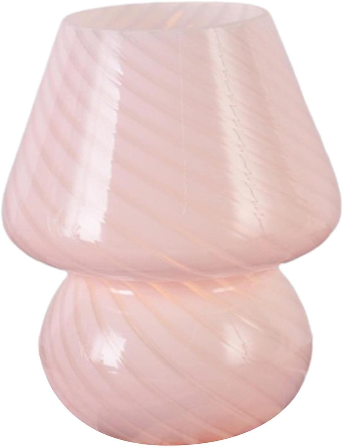 Baoblaze Glass Mushroom Bedside Table Lamp, Vintage Style Striped Small Nightstand Light for Home Decor, Living, Bedroom, Gift, Pink, 2 Colors Light image number 3