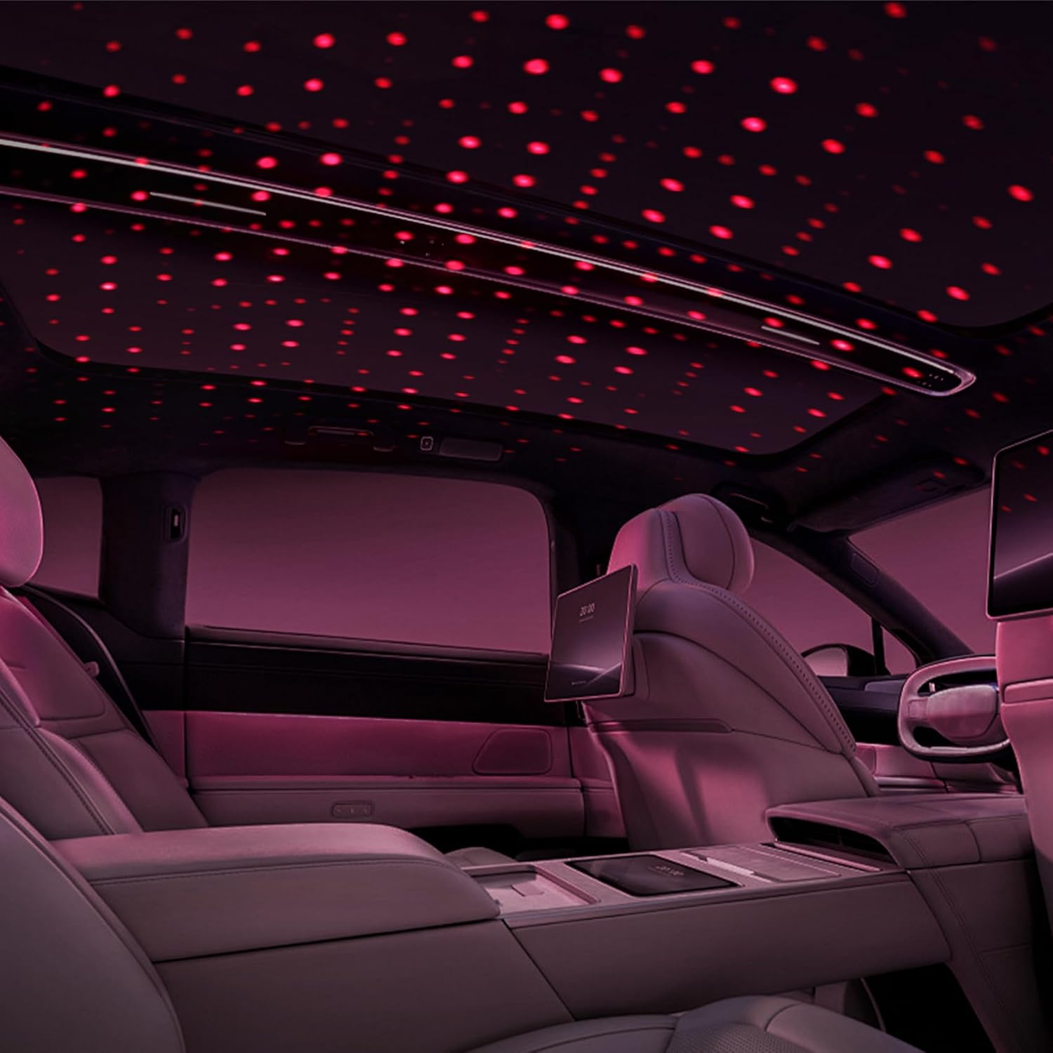 Car Led Interior Lights for Roof, Romantic Star Light Mini USB Projection Lamp Star Night Light Atmosphere Decoration for Cars Bedroom Party, Red image number 2