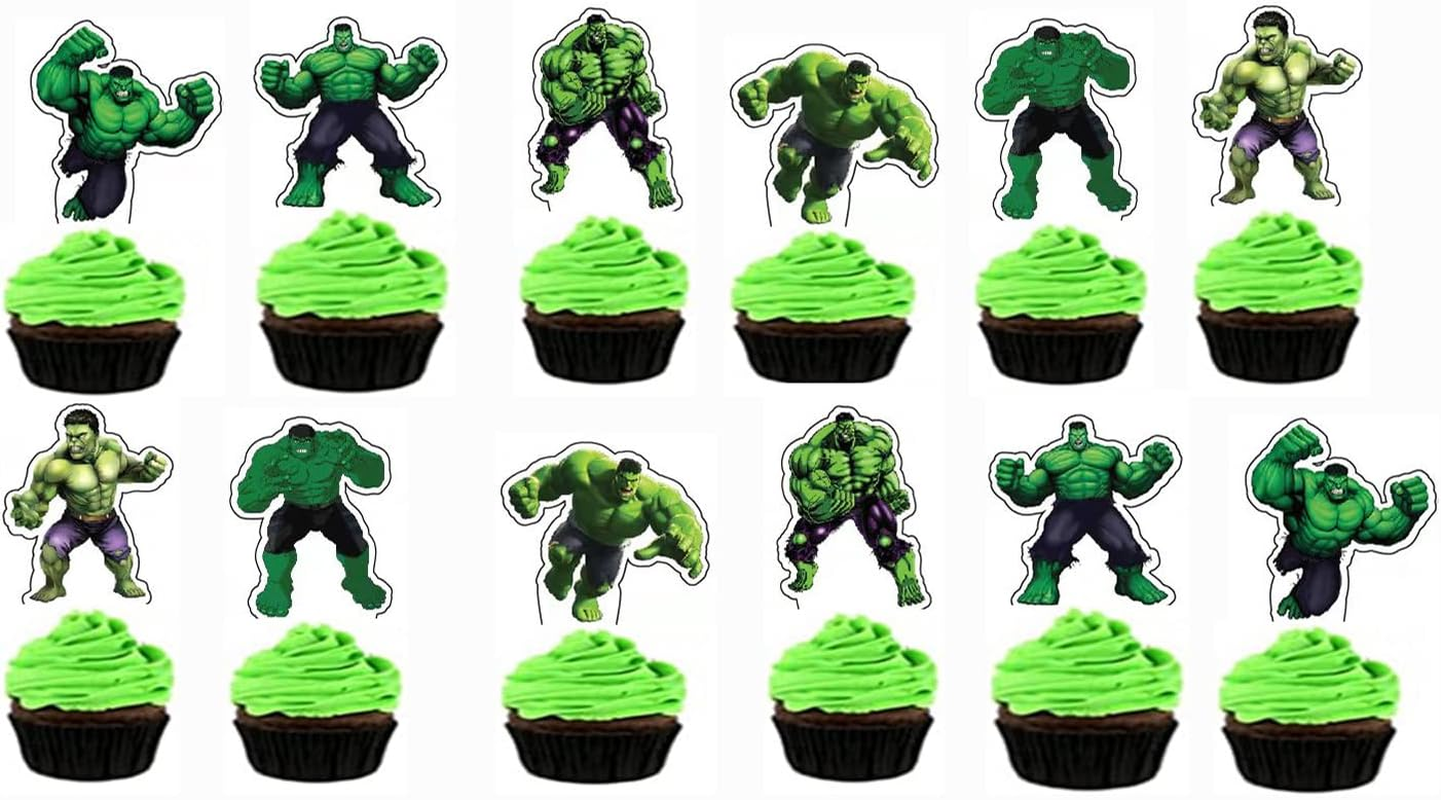 HUA Party Hulk Cake Topper, 48 Pcs, Superhero Birthday Party Supplies Decorations image number 5