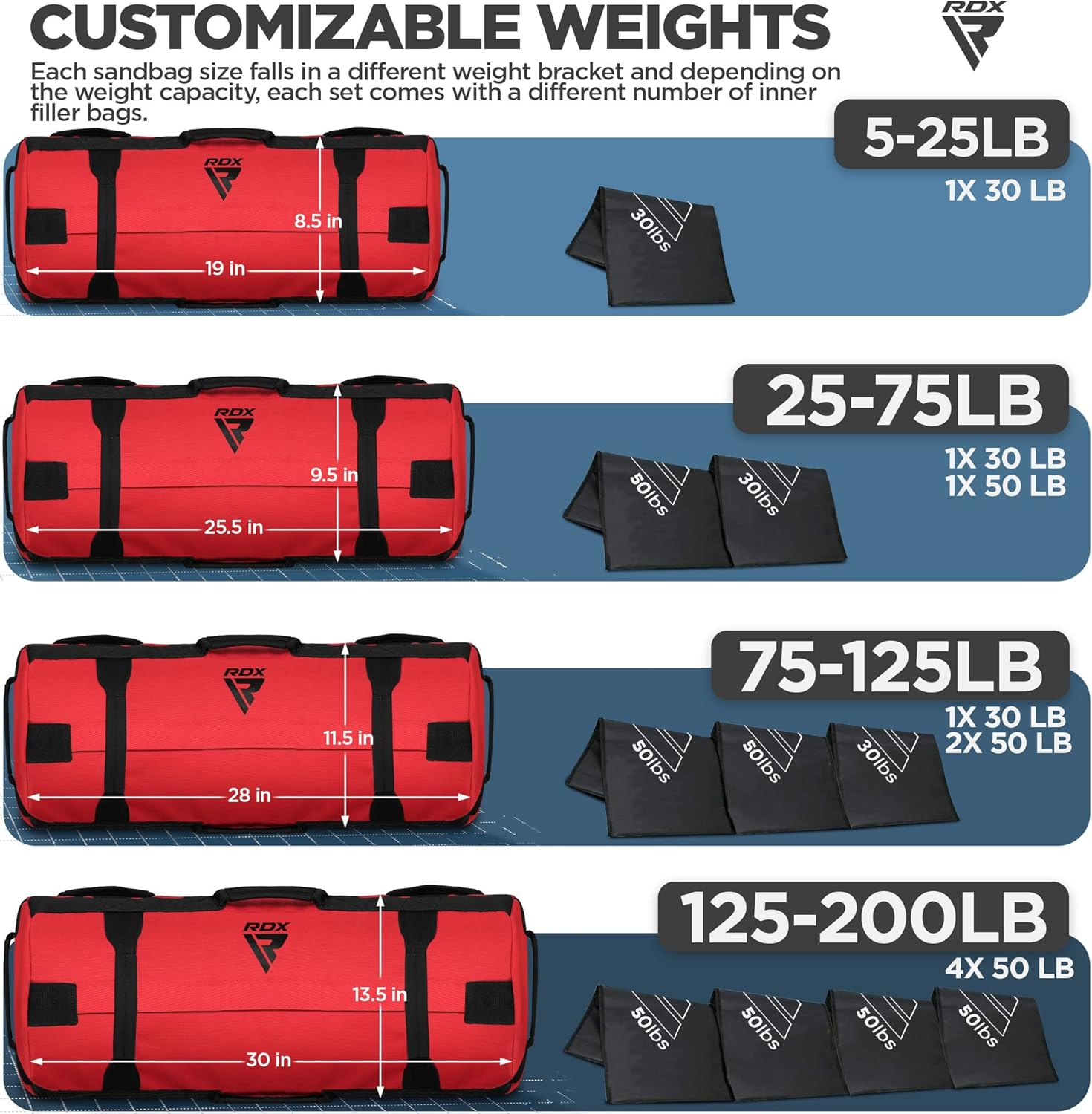 RDX Sandbag for Fitness Weights Training, Power Bags with Handles, 2-90 LB Adjustable Weighted Slam Bag for Strength Powerlifting Running Heavy Workout Home Gym Exercises Sold as UNFILLED image number 1