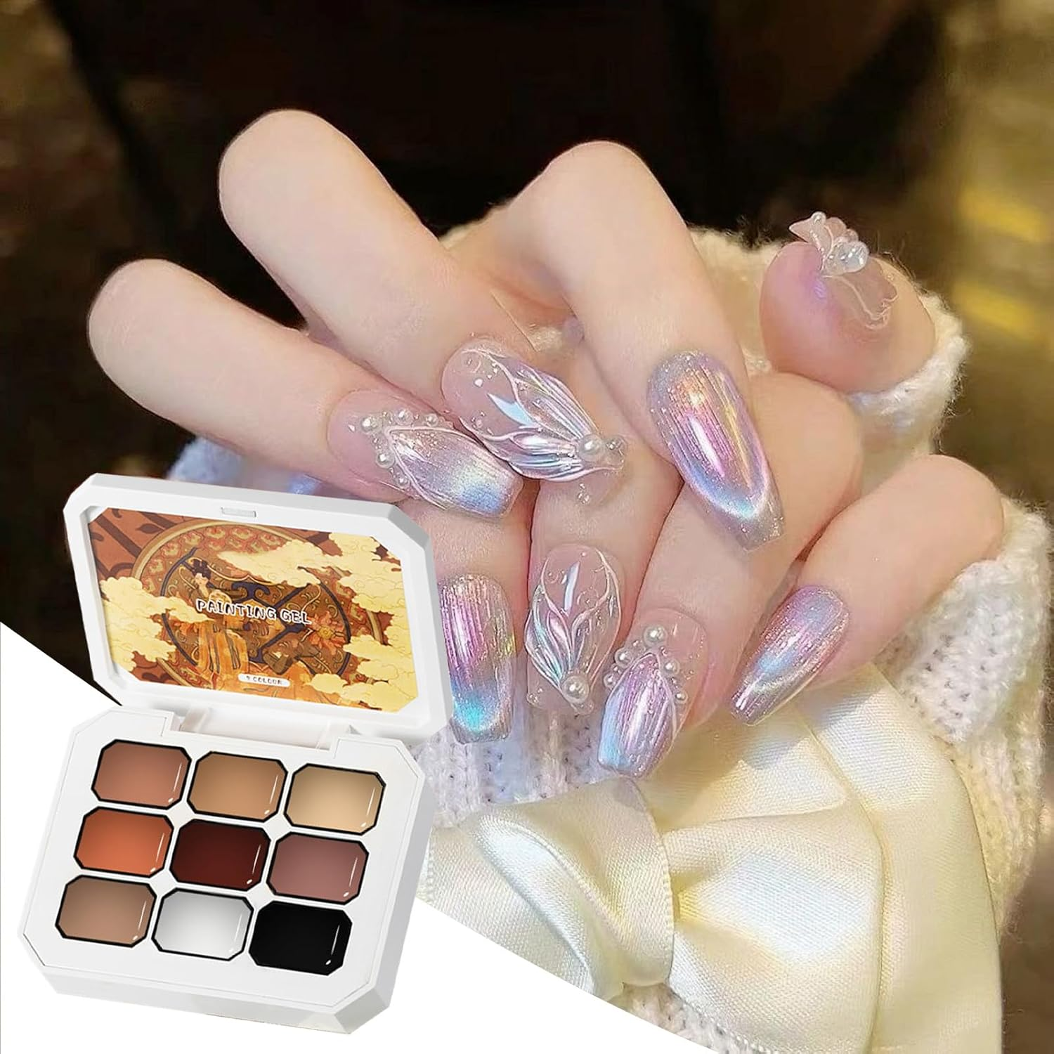 Solid Nail Gel - 9 Colors Cream Nail Polish Palette Set | Professional High-Shine Manicure Tool, Quick-Dry Long-Lasting Beauty Supplies for Women Girls Daily Use