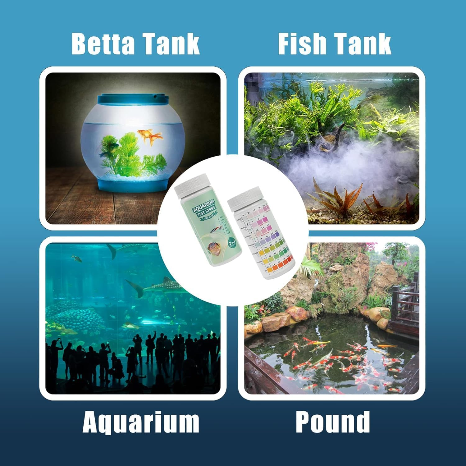 7 in 1 Aquarium Test Strips,100 Strips Fish Tank Test Kit for Testing Ph Nitrite Nitrate Chlorine General & Carbonate Hardness, Accurate Saltwater and Freshwater Aquarium Water Testing image number 4