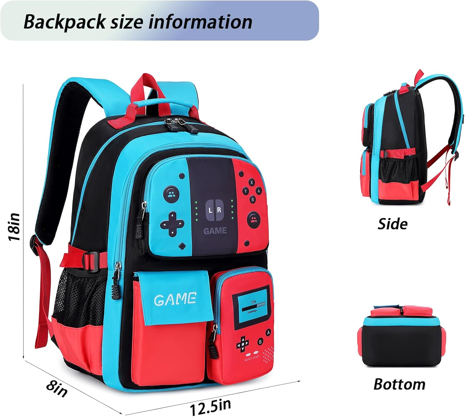Boys Backpack Kids Bookbag Teensschool Bag Luminousgame Large Capacity Bag image number 4