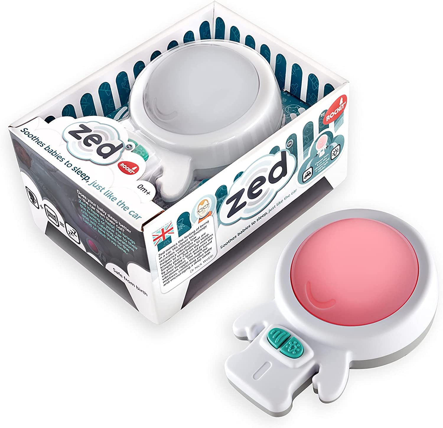 Zed by Rockit - Car like Vibrations - Baby Sleep Aid - 6 Vibrating Modes & Soft Glow Night Light - Works on All Mattresses - Baby Soothing Machine - Helps Toddlers Sleep image number 1