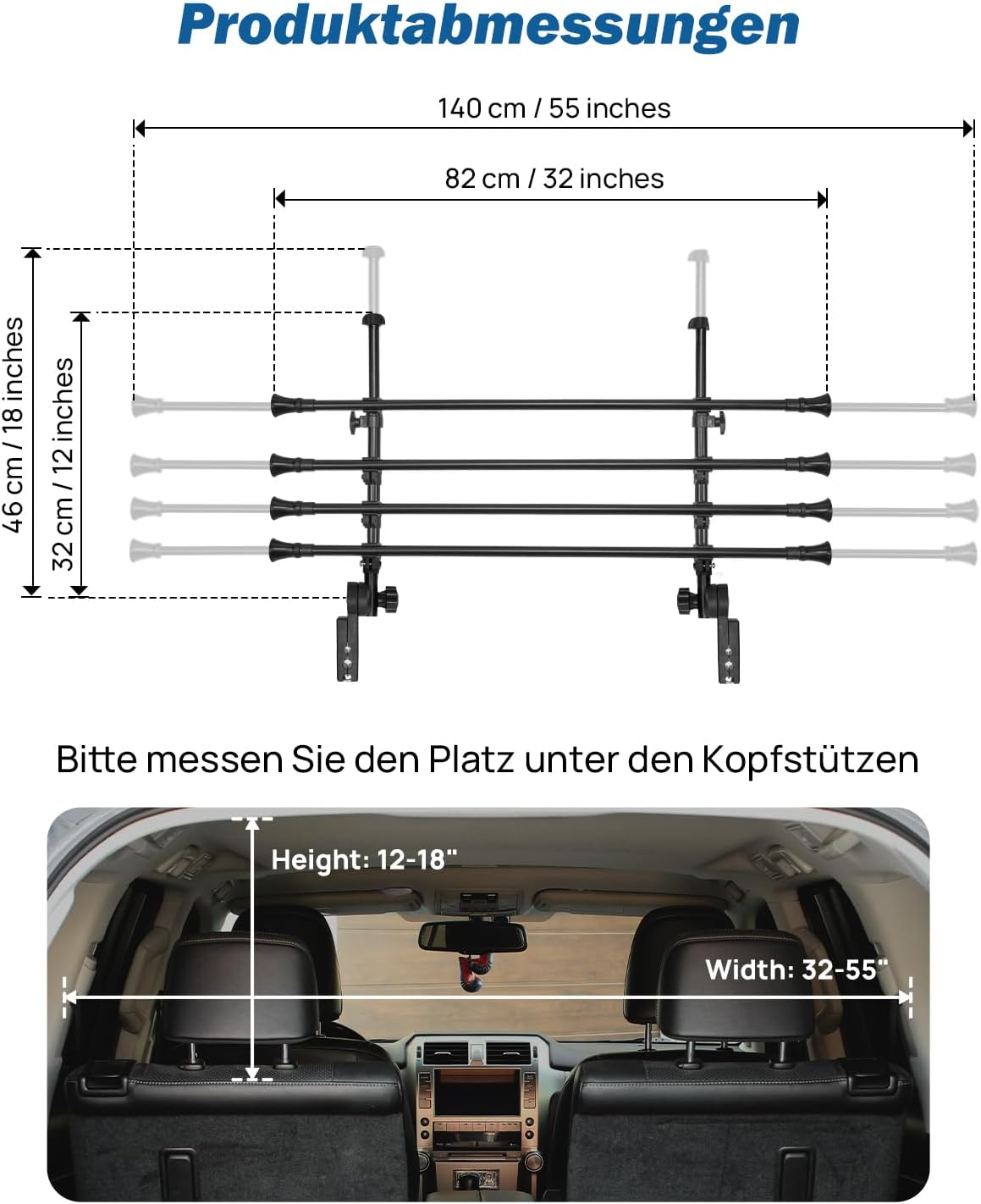 JOYTUTUS Adjustable Dog Car Barrier for Suvs Crossover Hatchback, Upgraded Universal-Fit Pet Divider Gate Carbon Steel Dog Barrier for Cargo Area 82Cm to 140Cm Width image number 6