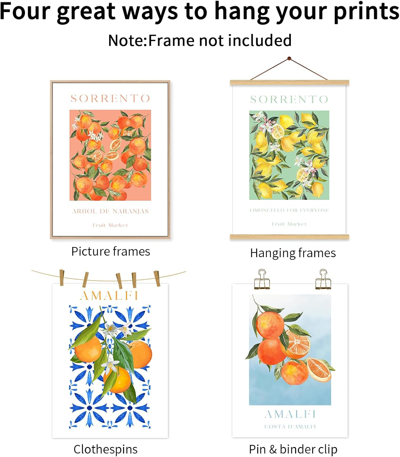 Fruit Wall Art Kitchen Artwork Wall Decor Fruit Prints Colorful Lemon Canvas Wall Art Vintage Pictures Fruit Market Poster Lemon Orange Prints Set of 6 for Room Bedroom 8X10 Inch Unframed image number 2