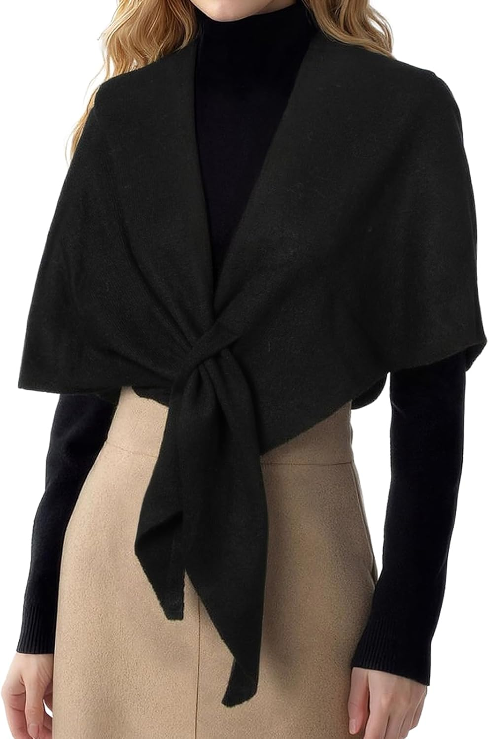 RIIQIICHY Shawl Wrap Women Pashmina Triangle Cape Knit Sweater Scarf for Fall Winter Fashion Accessory