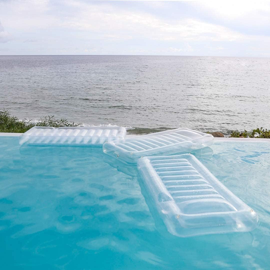 Clear Lounger by L&Ocirc;TELI - Transparent Inflatable Chaise Pool Float for Adults & Kids - Minimal Aesthetic for Pool Parties, Summer Fun & Ultimate Relaxation - Durable & Easy to Inflate - Cup Holder image number 5