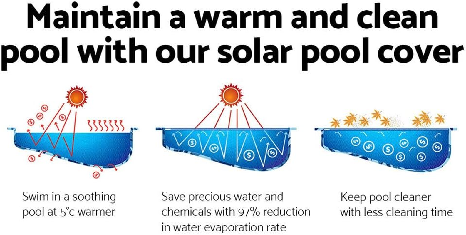 Aquabuddy Pool Cover Blue 8X4.2M 500 Micron Swimming Pools Covers, above Ground Rollers, Bubble Blanket Heater Garden Blankets Summer Rectangle Outdoor image number 5