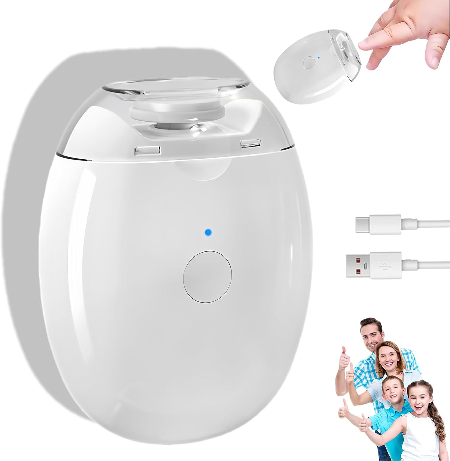 Universal Automatic Fingernail Grinder, Portable 3 in 1 Electric Nail Clippers with LED Light & 3 Speeds, 360&deg; Silent Auto Fingernail Cutter and Polishing Trimmer, for Whole Family (1 PC)