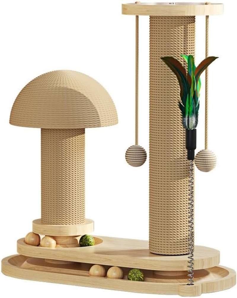 CLAMORA Eco-Friendly Sisal Cat Scratching Post | 41Cm Tall Cat Tree with Durable Sisal Rope, Natural Cactus Design for Kittens & Adult Cats | Protect Furniture & save Space (38X41X19Cm, Yellow)