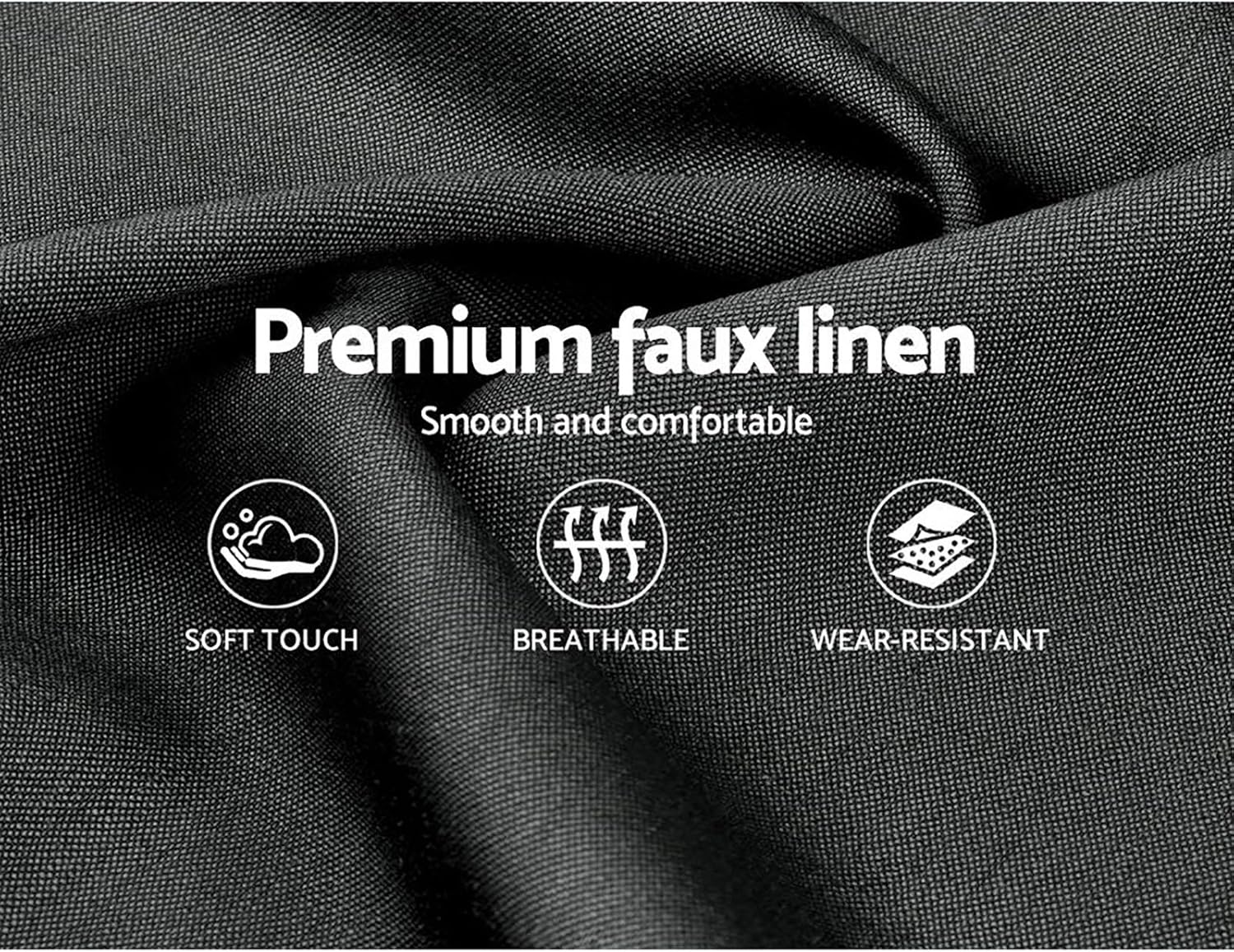 Artiss Queen Bed Frame Platform Checkered Headboard Wooden Beds Base Frames Bedroom Room Decor Home Furniture, Upholstered with Charcoal Faux Linen Fabric + Foam + Wood, Modern Design image number 6