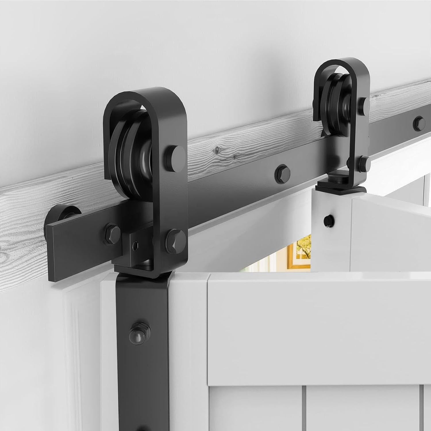 40IN/1M Bi-Folding Barn Door Hardware System, Bifold Barn Door Hardware Kit Bifold Door Hardware Bifold Closet Doors Bi Fold Door Hardware Kits Double Folding Doors for Closets, Bedrooms, Pantries