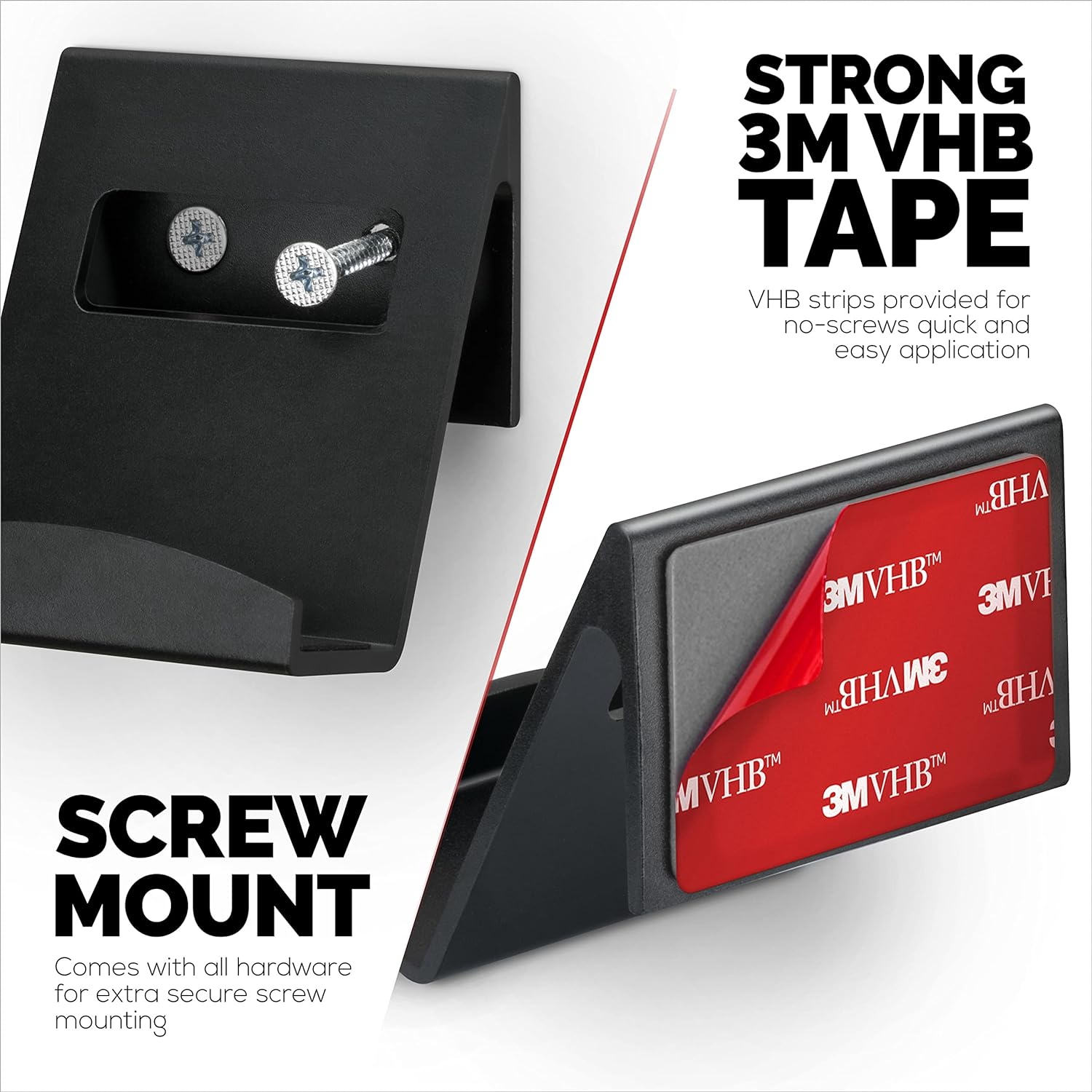 2 Pack Metal Controller Holder Stand Wall Mount for Xbox, PS5, PS4, PC & More Gaming Accessories, Adhesive & Screw Universal Fit by Brainwavz (Black) image number 4