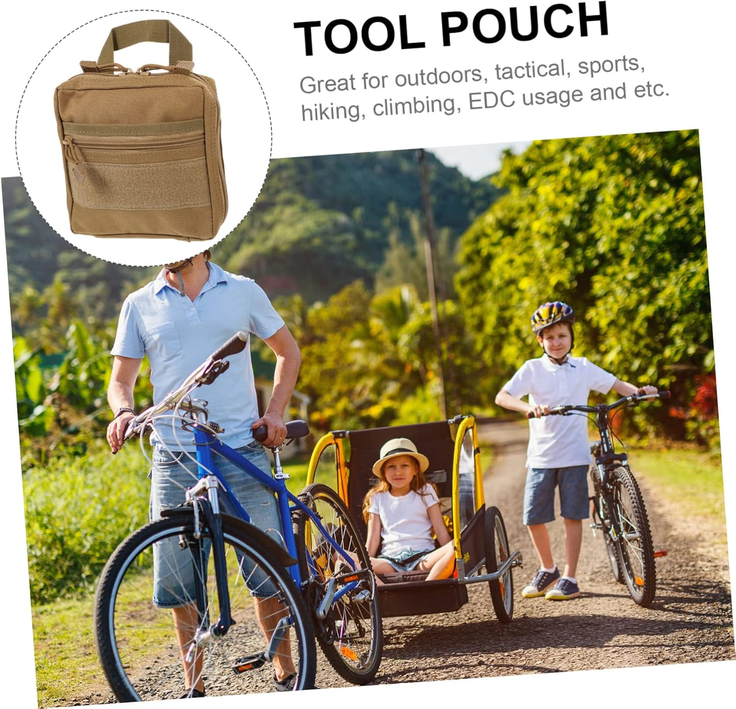 SHINEOFI Pocket Organizer Small Tool Pouch Durable Utility Bag for Travel Hiking Camping and Outdoor Storage Zippered Design for Secure Item Storage Compact and Portable Accessory - Khaki image number 6