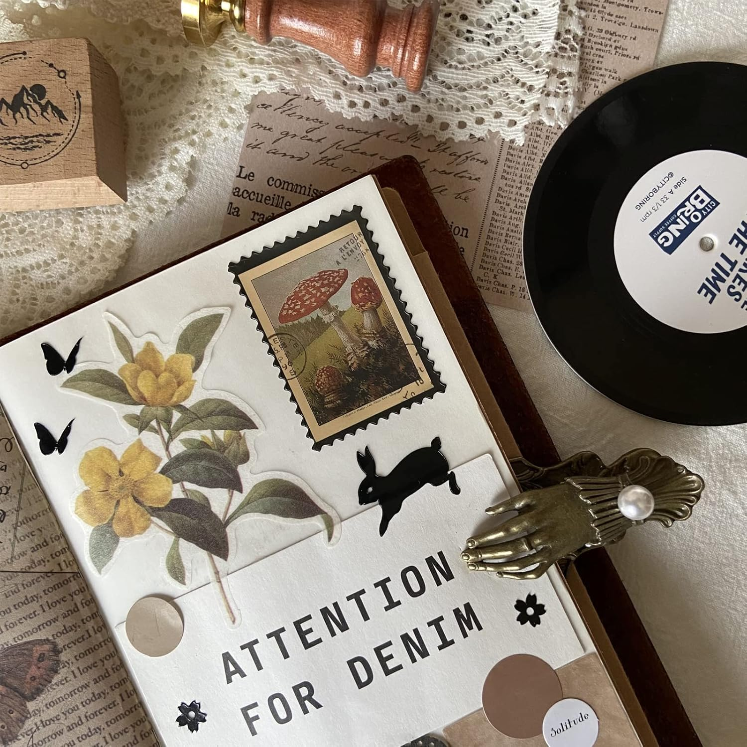 Vintage Postage Stamp Stickers for Scrapbook, 100 Pcs Deco Paper Stickers, Botanical Fairy Sticker for Bullet Journal, Junk Journal, DIY Crafts, Collage Album (Stamp-Like) image number 2