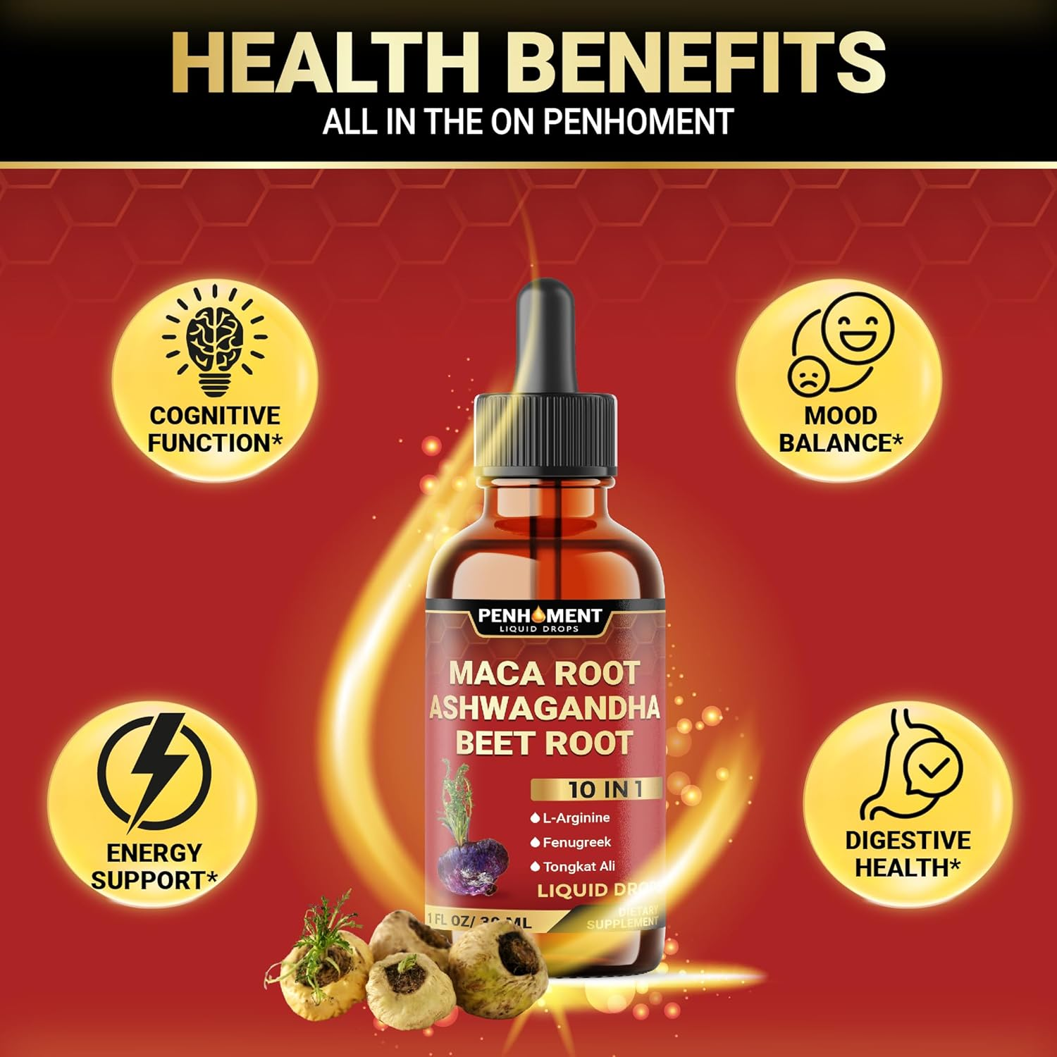 Maca Root Liquid Drops with Ashwagandha, Fenugreek, Beet Root and L-Arginine Liquid for Women and Men - 60 Day Supply image number 5