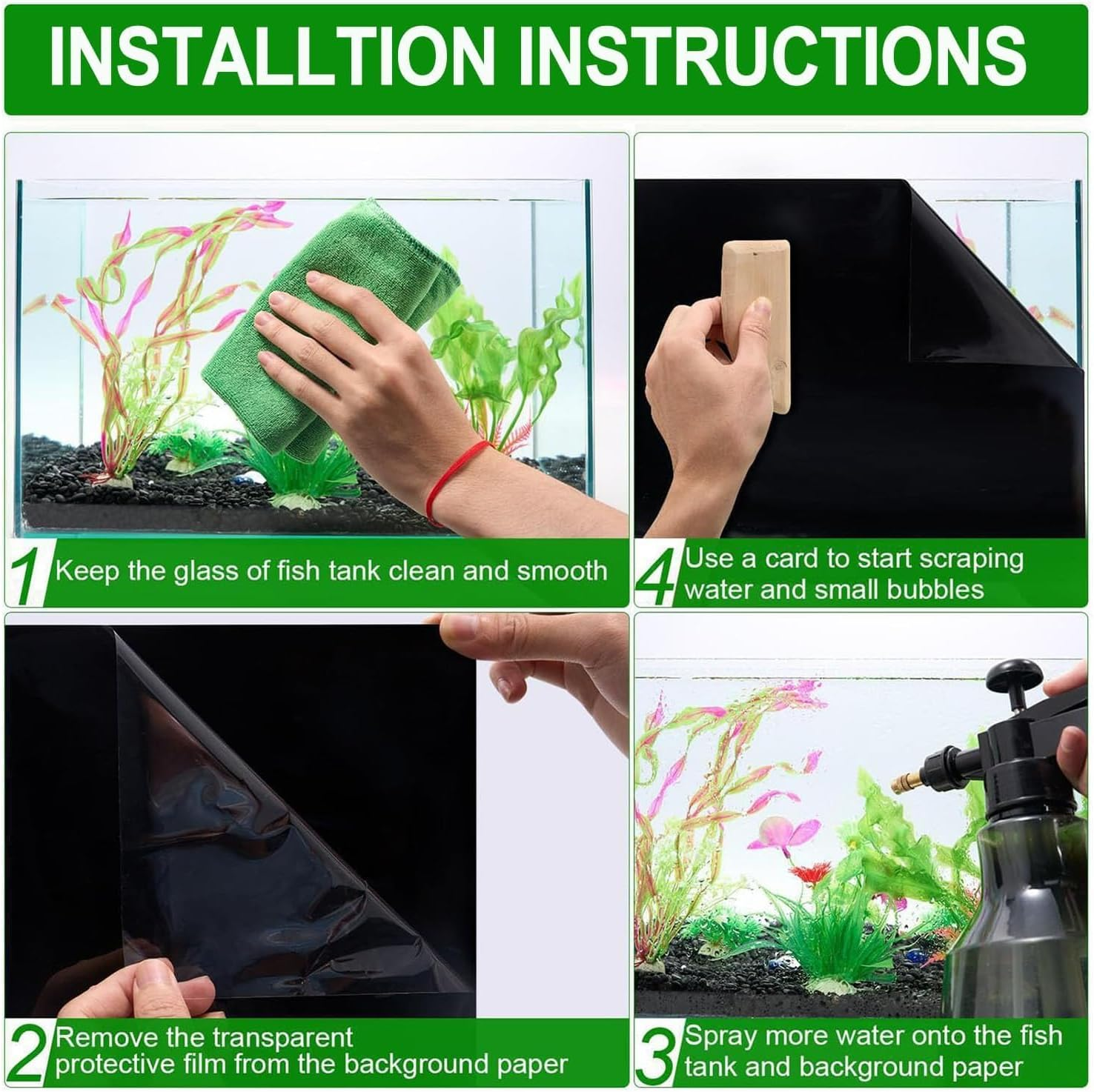 Liyquint Aquarium Wallpaper ，Static Cling Black Backdrop Sticker ， Vibrant Aquarium Poster Background for Fish Tank ，For Aquarium Decoration and Fish (Black) image number 3