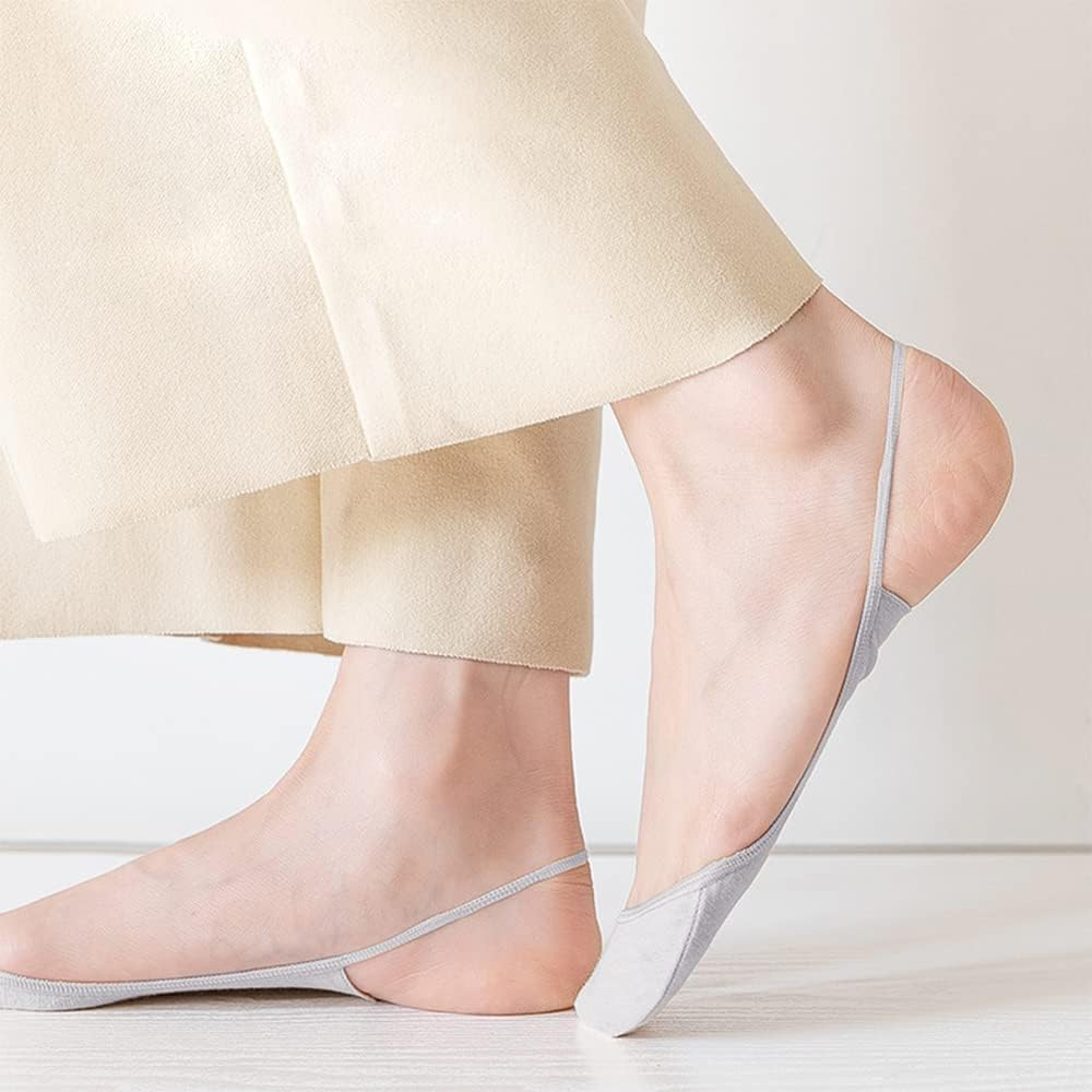 5 Pairs Sling Liner Socks, Women'S Ultra Low Cut No Show Half Liner Socks with Slingback, Non Slip Hidden Invisible Socks for Heels, Toe Topper Liner Half Socks for Women image number 1