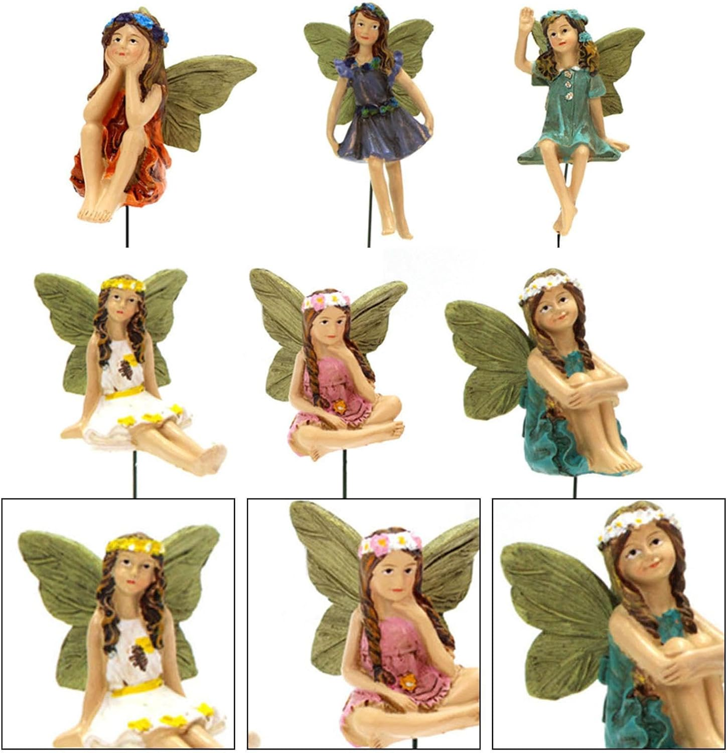Miniature Fairies Figurines, 6 Fairy Statues, Fairy Garden Accessories, Resin Colorful Cake Decoration Statue for Outdoor Garden Yard Home Decor image number 5