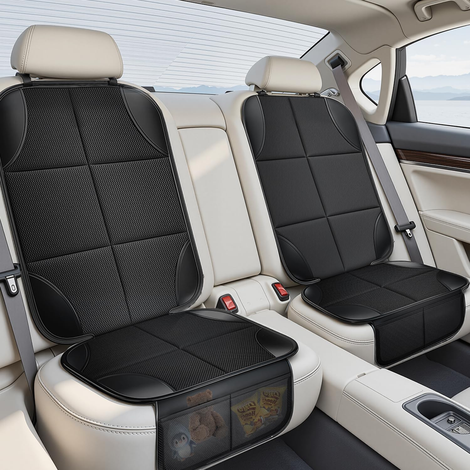 AUSELECT Back Car Seat Organiser for Kids - 2 Pack Car Storage Organizer Backseat Protectors X-Large 60X45Cm, 2 Pocket Seat Back Kick Mats Cover for Vehicles to Protect from Dirt, Mud & Scratches image number 3