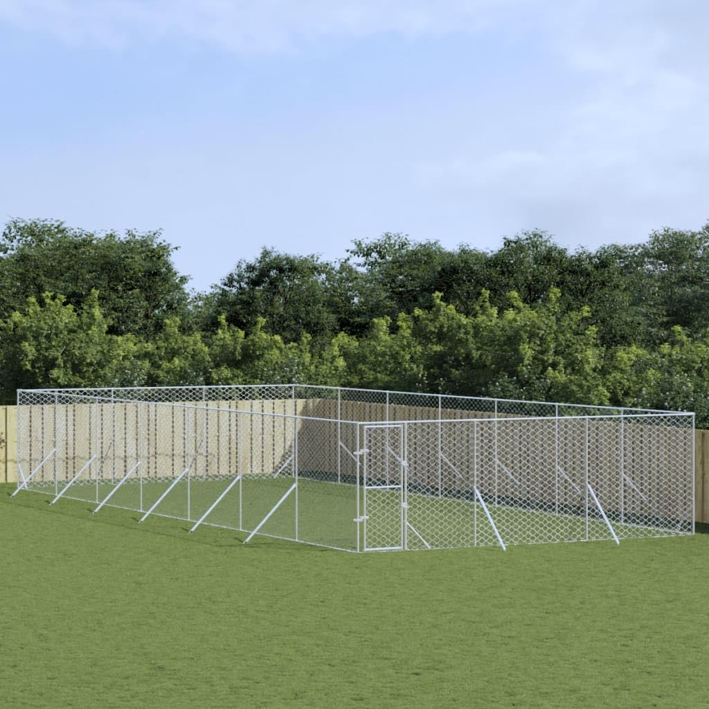 Outdoor Dog Kennel Silver 6X14X2 M Galvanised Steel Pet Shelter Large Enclosure image number 6
