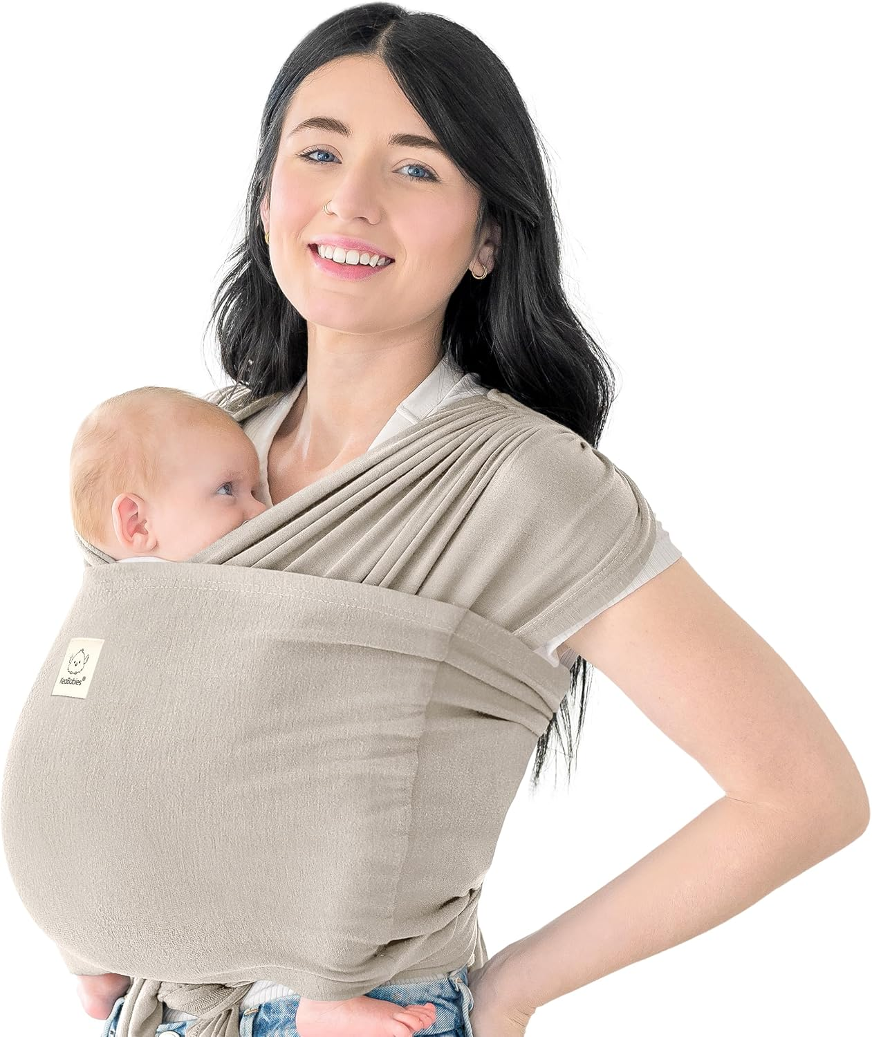 Keababies Baby Wrap Carrier Ring Sling - Easy to Wear, Adjustable D-Lite Baby Carrier Newborn to Toddler, Infant Carrying Shirt, Hands Free Bonding, Breathable Fabric Wearing Wrap (Stone Gray)