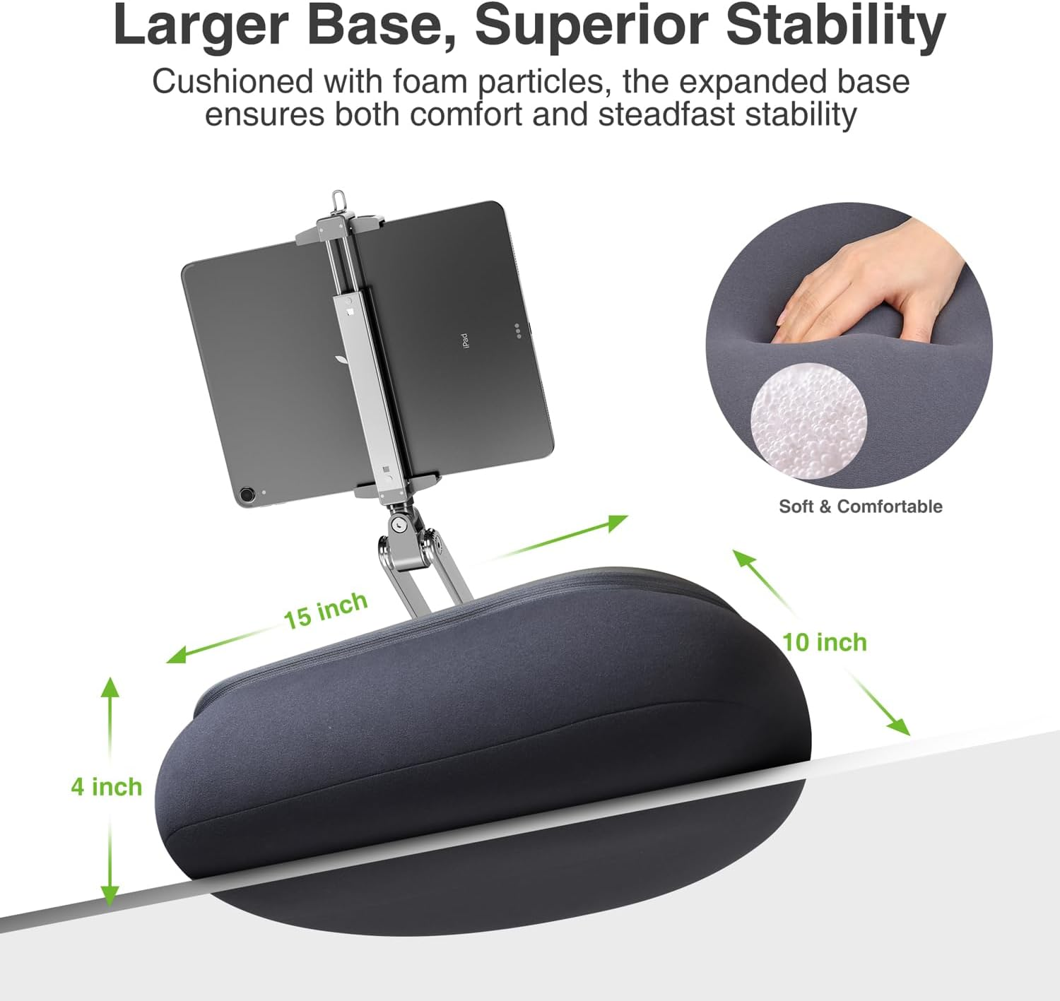 Elitehood 46 Cm Kindle Stand for Reading in Bed, Adjustable Tablet Pillow for Lap, Soft Kindle Pillow Stand for Bed Compatible with 6-13 Inch Cell Phone, Iphone, Ipad Pro Air Mini, Tablets image number 2