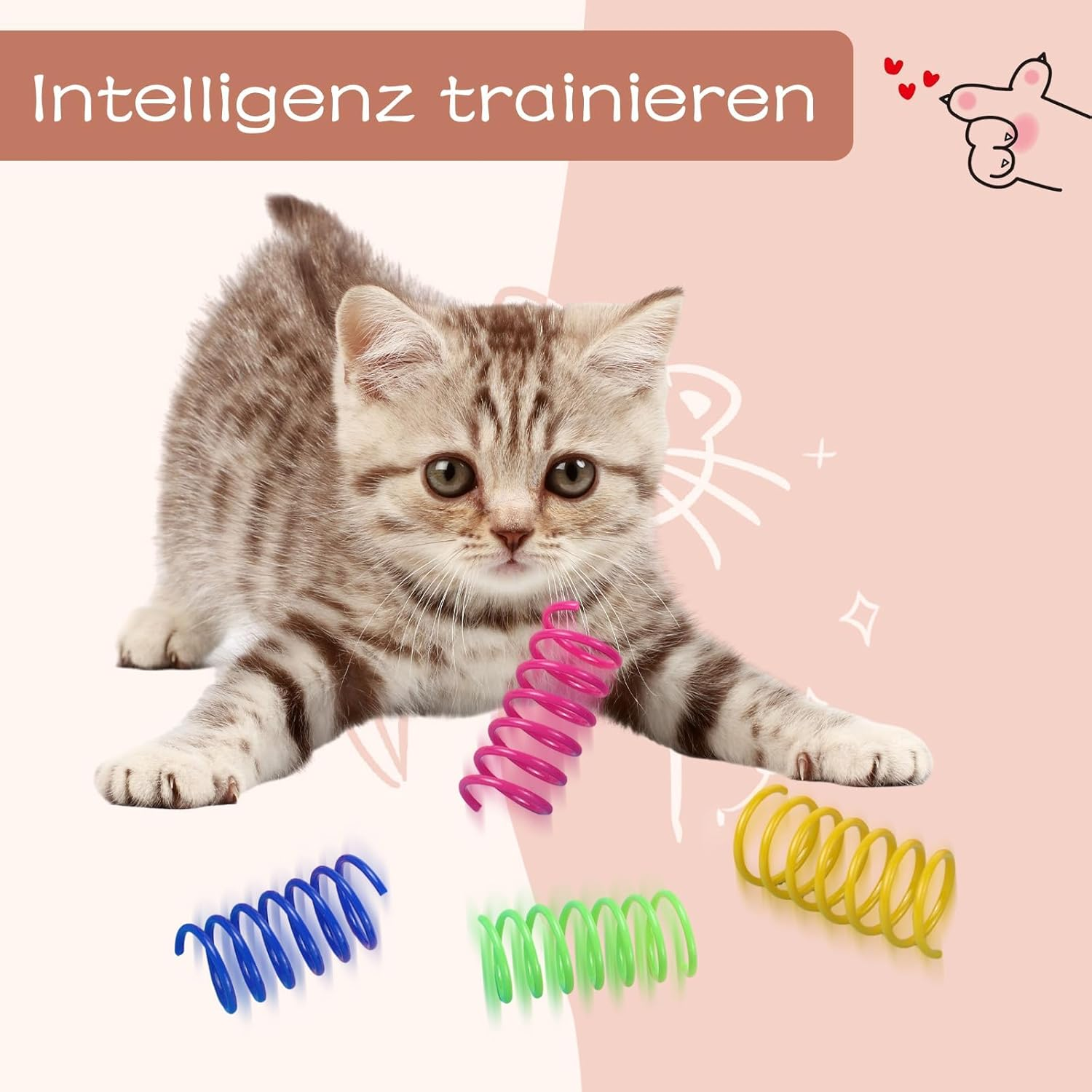Pack of 32 Spiral Cat Toy Spirals, 4 Colours Cat Spirals Toy, Funny Cat Spiral Toy, Interactive Cat Spiral Cat Games, Cats Spiral Spring Relieves Boredom at Home image number 1