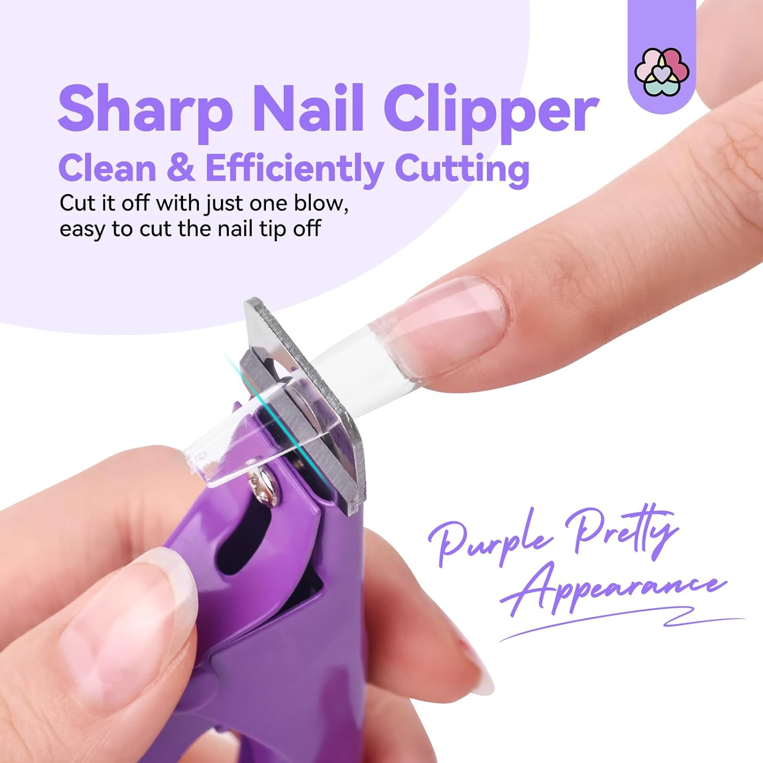 SAVILAND Acrylic Nail Clippers with Magnets: Purple Nail Clipper for Acrylic Nails Cutter with Sizer Magnets 15PCS Sharp Professional Fake Nails Stainless Nail Trimmer Manicure Tool Women Salon Home image number 3