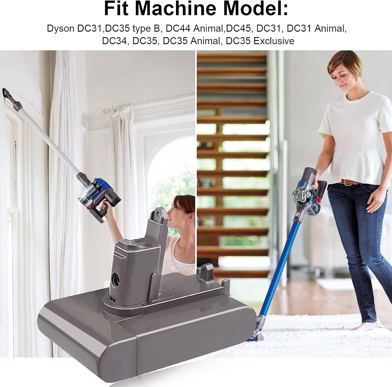 【Type B】 4000Mah DC31 DC35 (Type B) Replacement Battery for Dyson DC44 DC45 DC31 DC34, DC35 Animal Handheld Vacuum Cleaner 917083-01 17083-2811 18172-01-04 17083-4211 17083-04(Not Fit Type A) image number 1