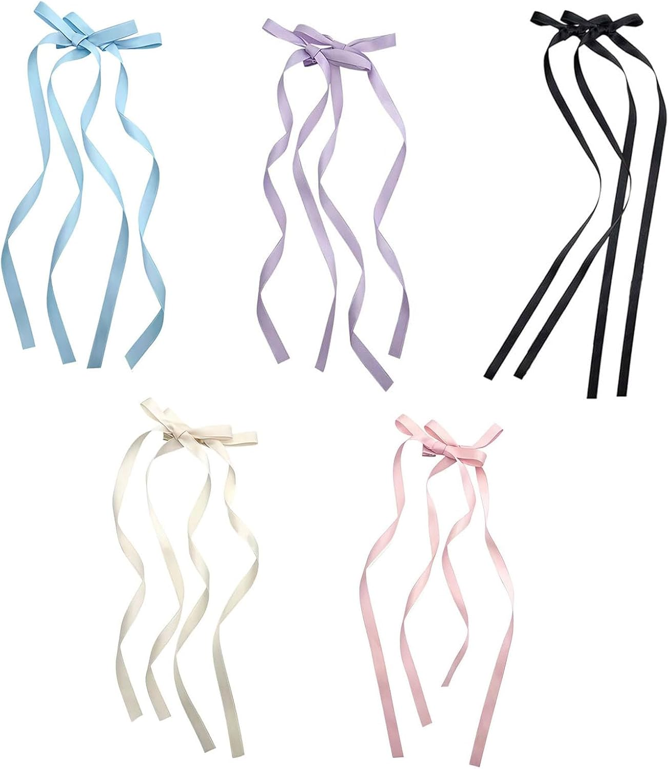 Yuannee Long Hair Bow, 10 Pieces Bow Hairpin Small Hair Clip Bows Hair Scrunchie Cute Hair Scrunchie Band Hair Clip for Party Wedding image number 2