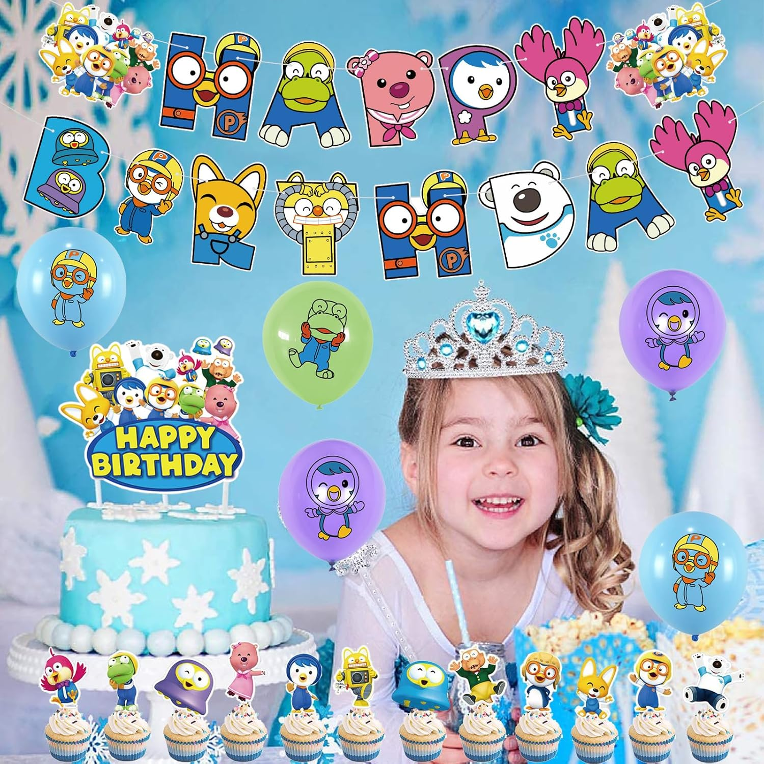 Pororo Party Decoration Birthday Pororo Children'S Birthday Decoration Pororo Birthday Party Decoration Pororo Balloons Birthday Pororo Birthday Balloons Pororo Cake Topper Pororo Birthday Garland image number 3