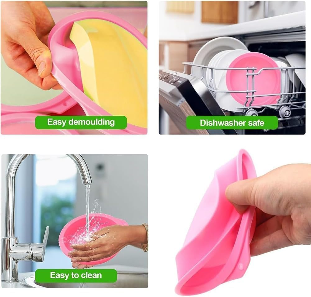 Roczential 6 Pack Air Fryer Egg Molds, Air Fryer Egg Molds Silicone, Air Fryer Bites Egg Molds for Muffin Lids, Toast, Non-Stick Air Fryer Accessories (Pink) image number 3