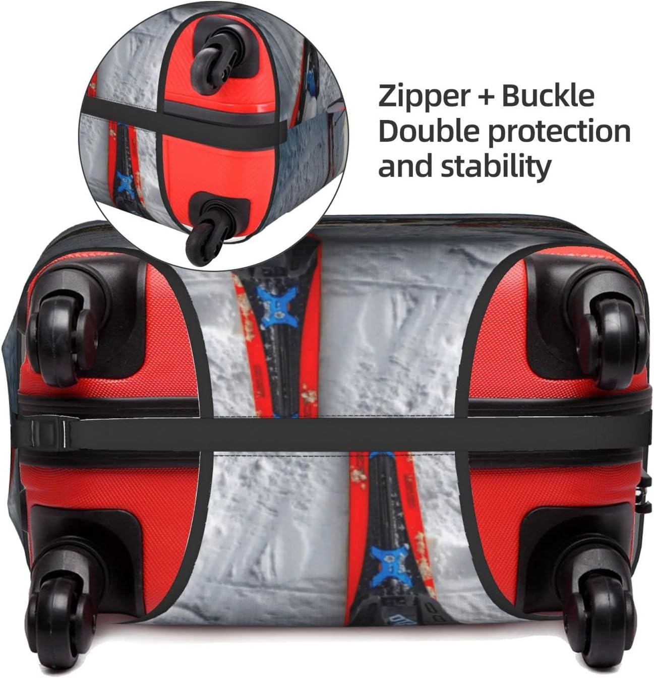 Winter Skiing Luggage Cover Washable Suitcase Protector Anti-Scratch Suitcase Cover Fits 18-32 Inch Luggage image number 2