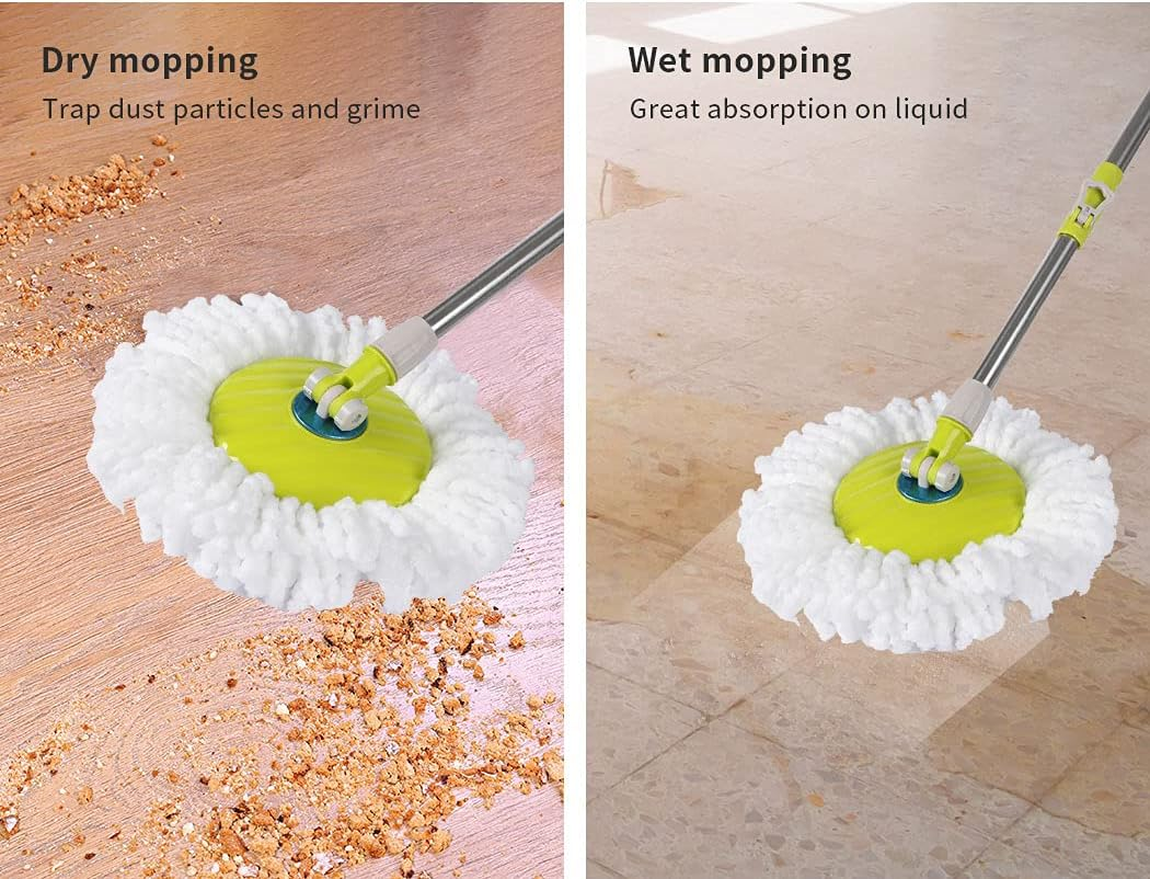 360&deg; Spin Mop Bucket Set Spinning Stainless Steel Rotating Wet Dry Green Green