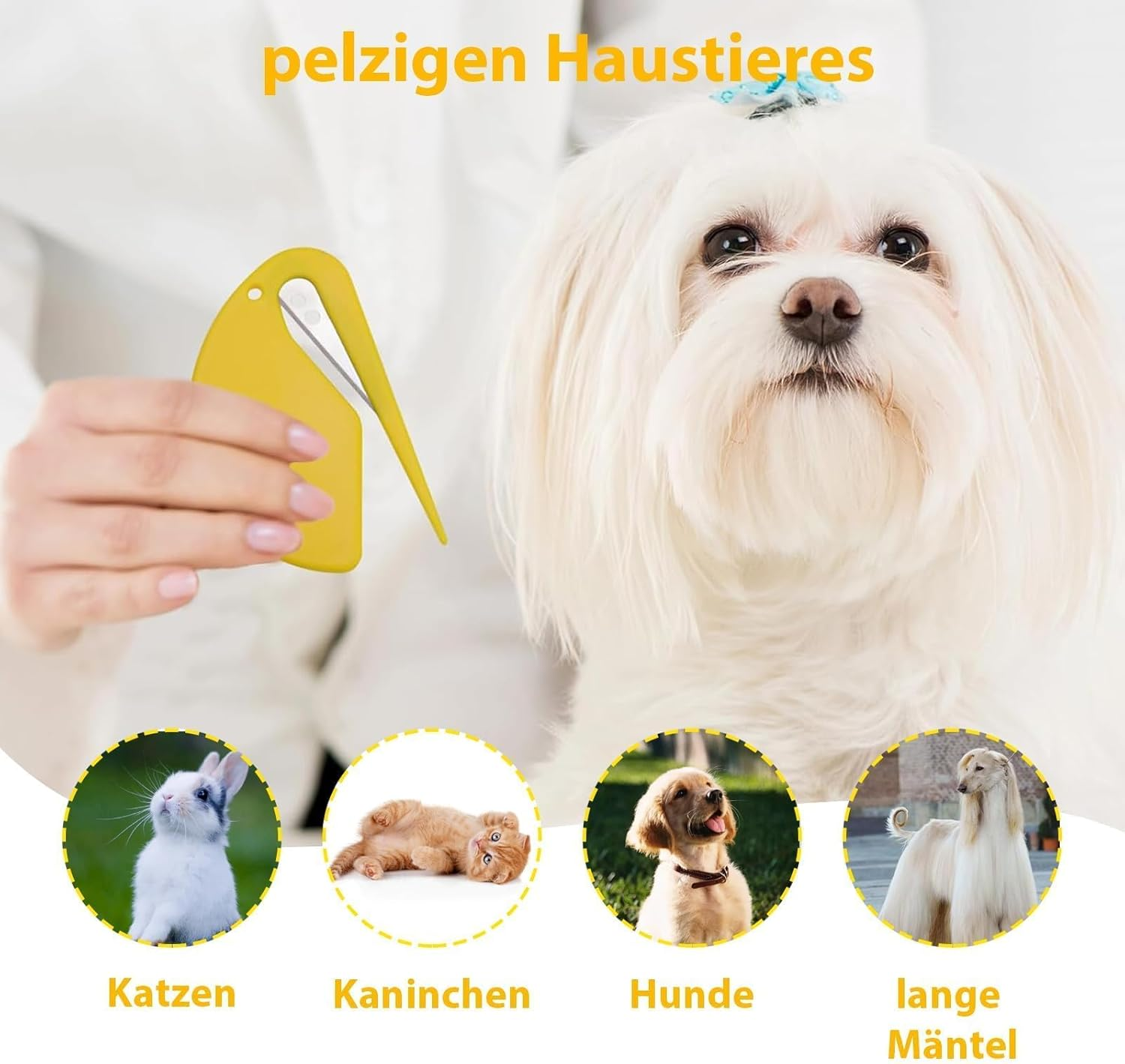 GIONAR Pack of 5 Letter Opener, Dematting Knife, Envelope Cutter, Plastic Cutter, Knot Comb for Cats, Dematting Comb for Dogs, Efficient Grooming for Cats and Dogs image number 1