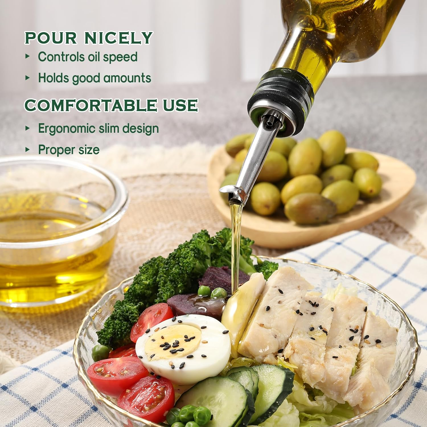 AOZITA 17Oz Glass Olive Oil Dispenser Bottle - 500Ml Clear -Oil & Vinegar Cruet with Pourers and Funnel - Olive Oil Carafe Decanter for Kitchen - Clear With Measurements image number 6